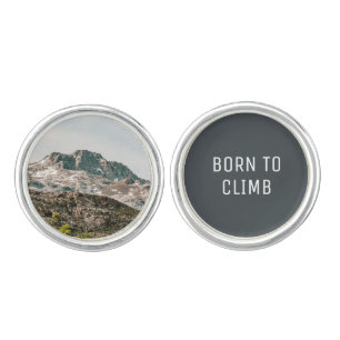 Born to Climb Mountain Landscape, Outdoor Gift Cufflinks