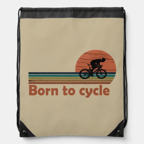 Born to cycle vintage drawstring bag