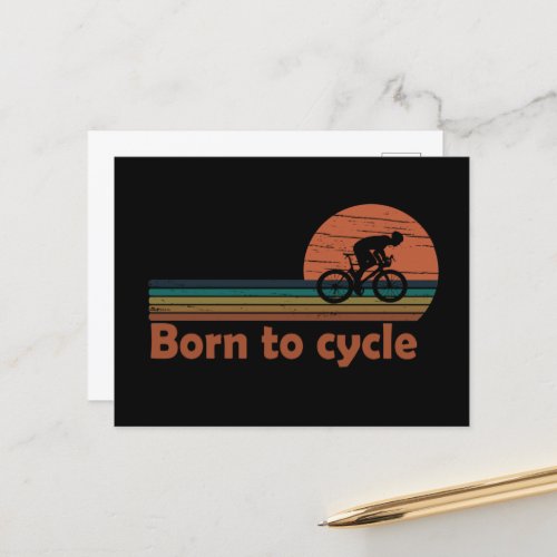 Born to cycle vintage holiday postcard