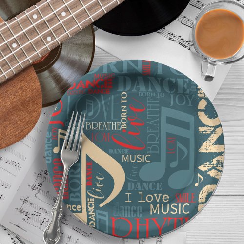 Born to Dance BlueRedGold ID277 Paper Plates