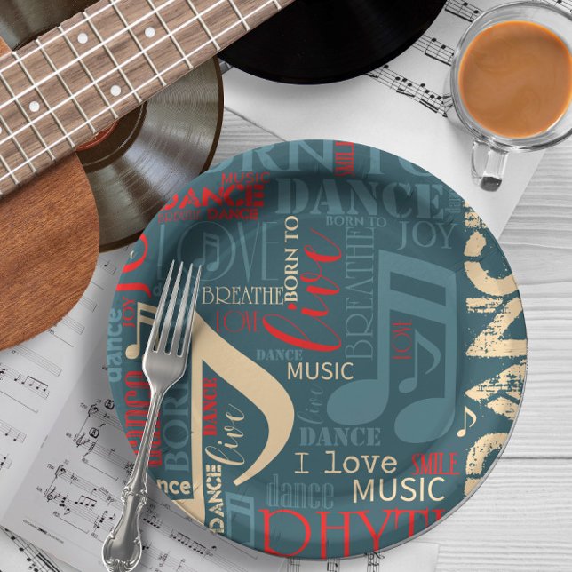 Born to Dance Blue/Red/Gold ID277 Paper Plates (Creator Uploaded)