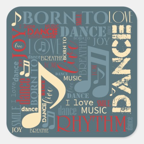 Born to Dance BlueRedGold ID277 Square Sticker