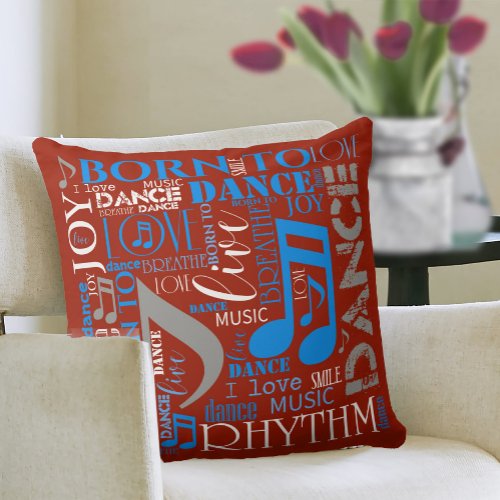 Born to Dance BlueWhiteAny Color ID277 Throw Pillow