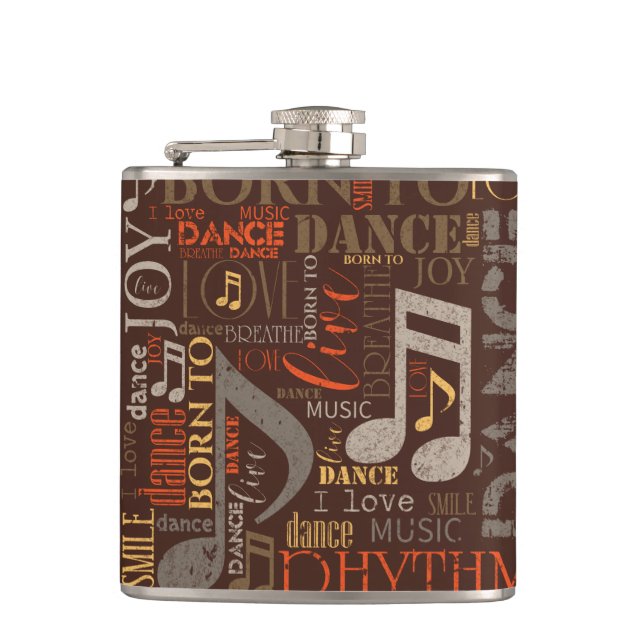 Born to Dance Brown ID277 Flask (Front)