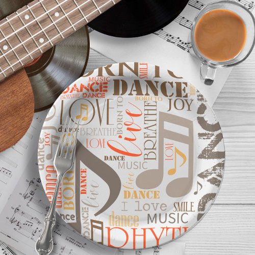 Born to Dance Brown ID277 Paper Plates