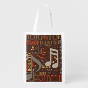 Born to Dance Brown ID277 Reusable Grocery Bag