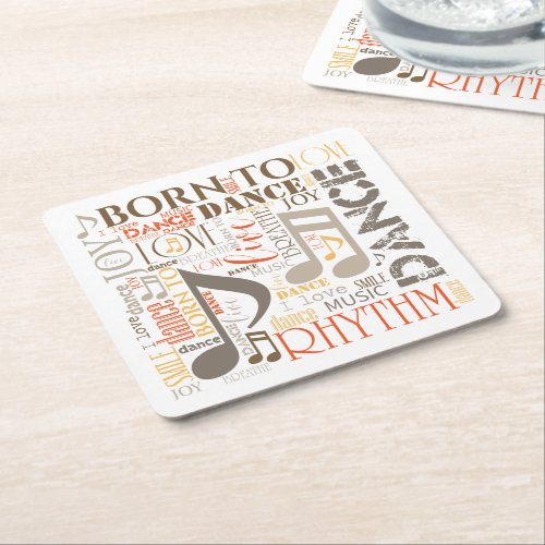 Born to Dance Brown ID277 Square Paper Coaster