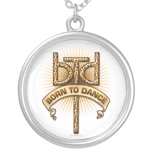 Born To Dance (leopard) Silver Plated Necklace (Front)