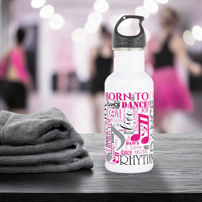 Born to Dance Pink Gray ID277 Water Bottle (Creator Uploaded)
