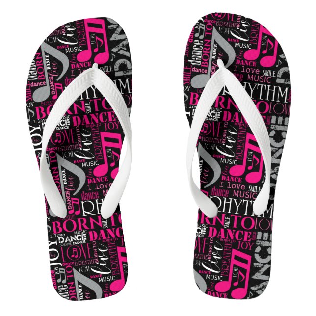 Born to Dance Pink ID277 Flip Flops (Footbed)