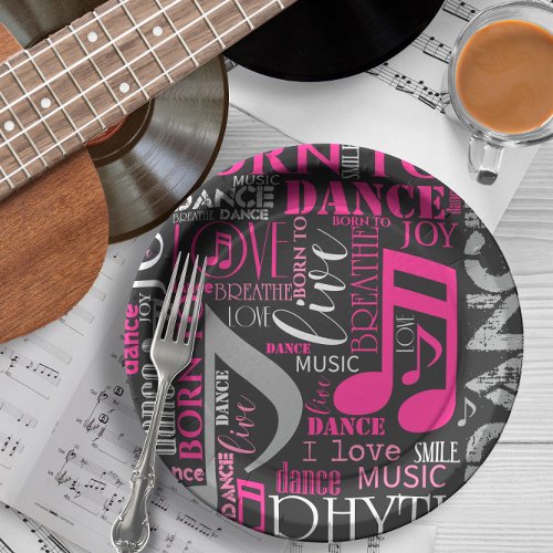 Born to Dance Pink ID277 Paper Plates