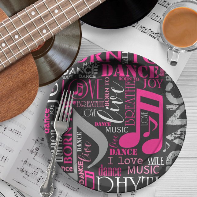 Born to Dance Pink ID277 Paper Plates (Creator Uploaded)