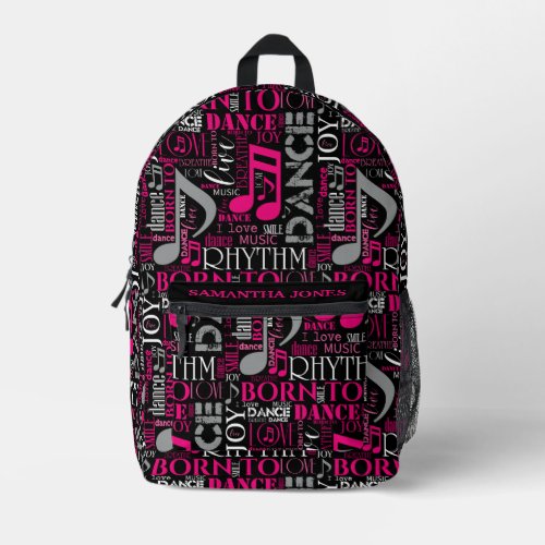 Born to Dance Pink ID277 Printed Backpack