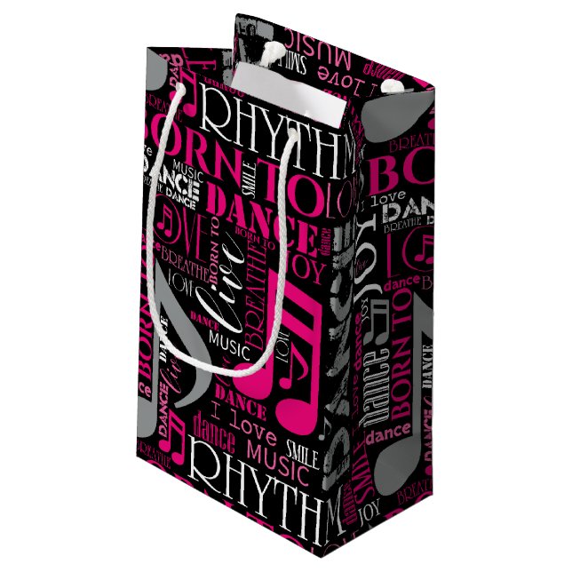 Born to Dance Pink ID277 Small Gift Bag (Back Angled)