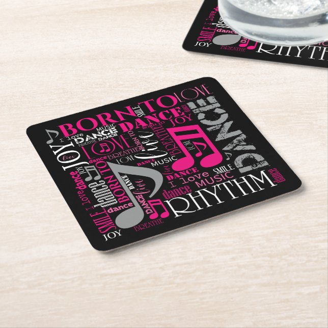 Born to Dance Pink ID277 Square Paper Coaster (Angled)