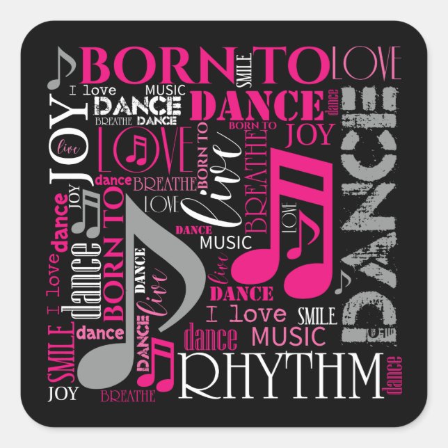Born to Dance Pink ID277 Square Sticker (Front)