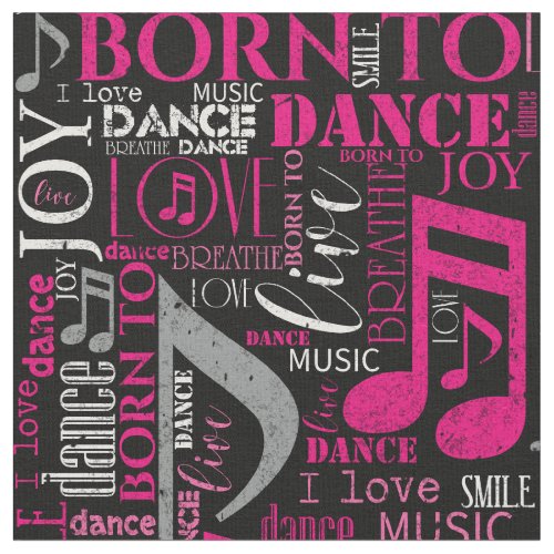 Born to Dance PinkWhite ID277 Fabric
