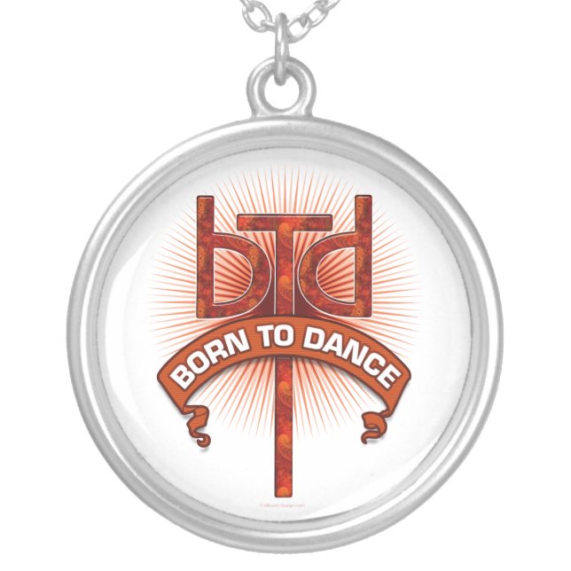 Born To Dance (redstone) Silver Plated Necklace (Front)