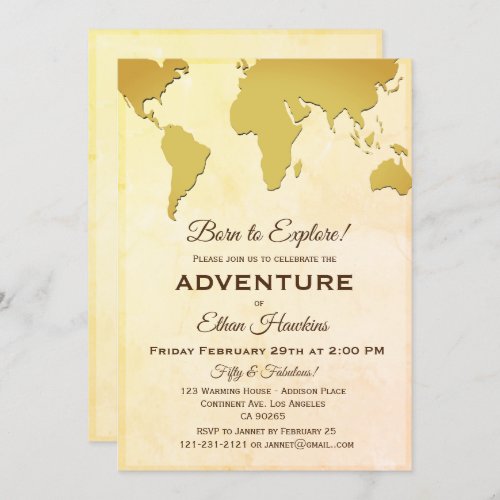 Born to Explore Adventure Birthday World Travel Invitation
