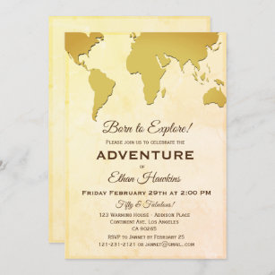 Born to Explore Adventure Birthday World Travel Invitation