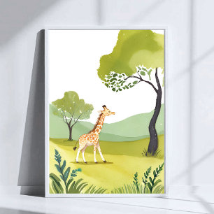 Born to Explore   Giraffe Watercolor Nursery Art Poster