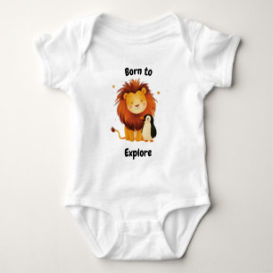 Born to Explore Lion & Penguin - Cute Adventurers Baby Bodysuit