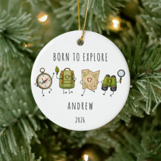Born to Explore Personalized Adventure  Ceramic Ornament