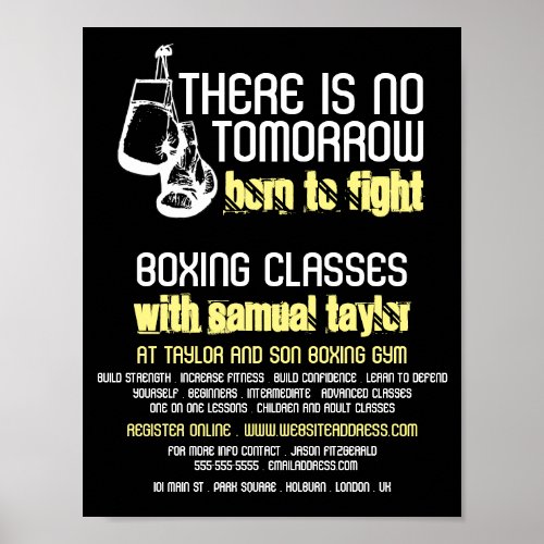 Born To Fight Boxing Club Boxing Trainer Advert Poster