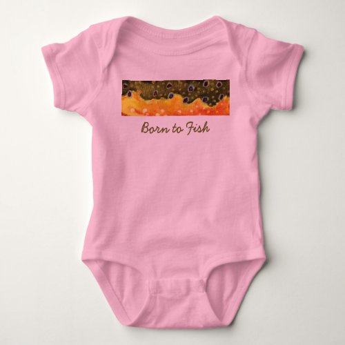 Born to Fish Brook Trout Fly Fisherman Little Baby Bodysuit