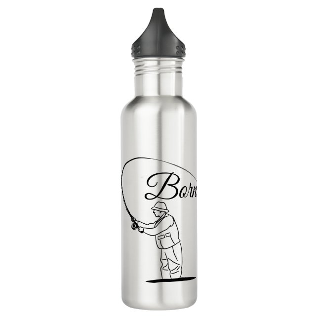 Born To Fish Fisherman Stainless Steel Water Bottle (Left)