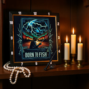 Born to Fish Fishing Adventure Square Wall Clock