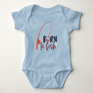 Born To Fish Fishing Rod Bobber Float Baby Bodysuit