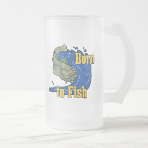 Born to Fish Fishing TShirt Frosted Glass Beer Mug