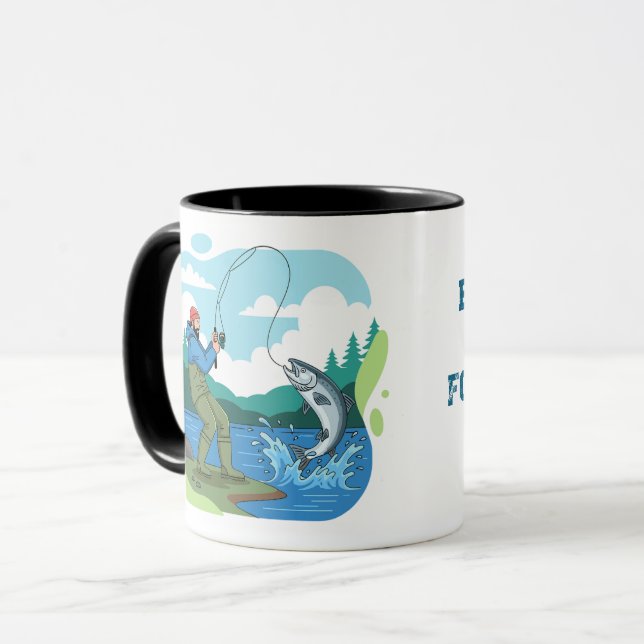 Born To Fish Forced To Work Funny Fishing  Mug (Front Left)