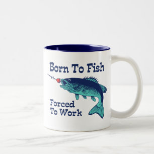Born To Fish Forced To Work Two-Tone Coffee Mug