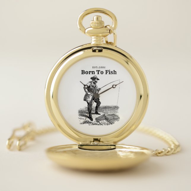 Born To Fish Pocket Watch (Inside)