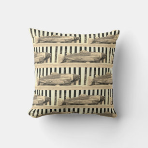 Born to fish, Sepia Tone fisherman's pattern Outdoor Pillow