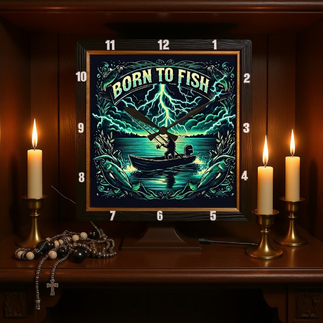Born to Fish Square Wall Clock (Creator Uploaded)
