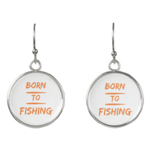born to fishing earrings