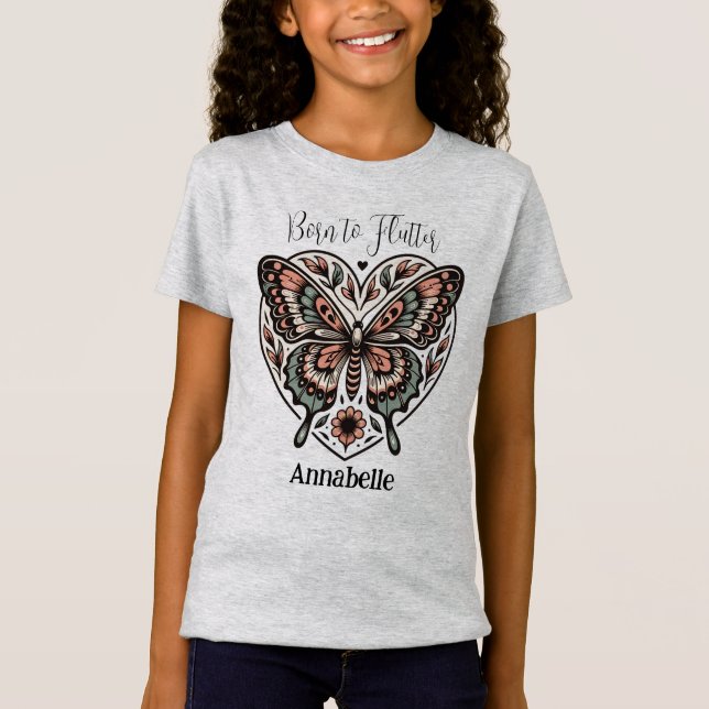 Born to Flutter Boho Gray T-Shirt (Front)