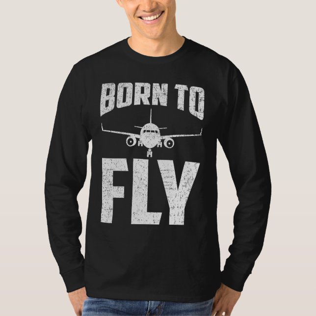 Born to Fly Airplane Aviation Pilot Aeroplane Men  T-Shirt (Front)