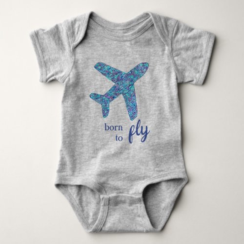 Born To Fly Airplane   Baby Bodysuit