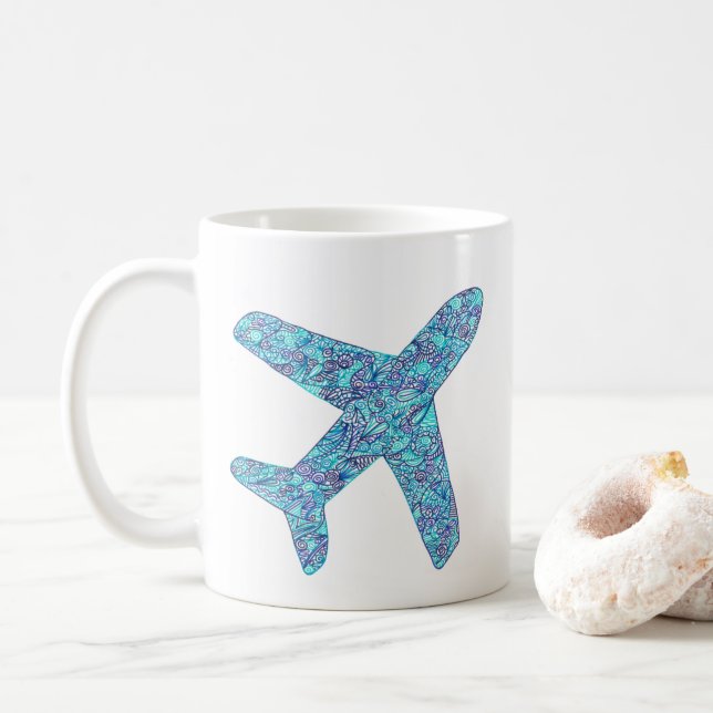 "Born To Fly" Airplane  Coffee Mug (With Donut)