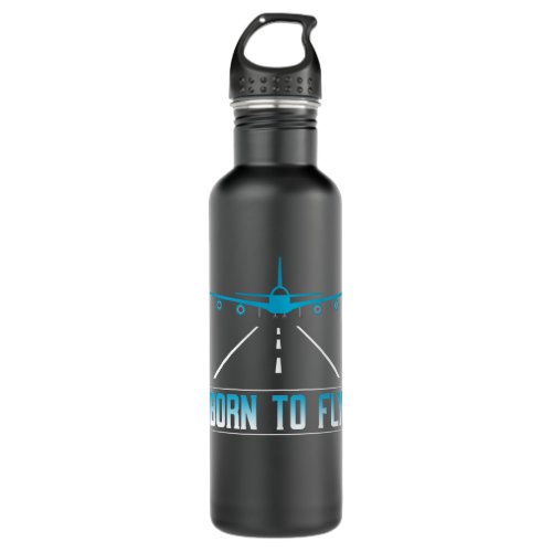Born To Fly Aviation Pilot Flying Airplane Aircraf Stainless Steel Water Bottle