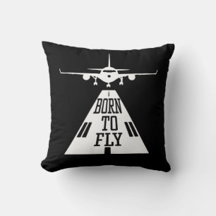 Born To Fly Aviation Pilot Flying Airplane Aircraf Throw Pillow