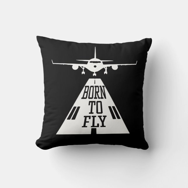 Born To Fly Aviation Pilot Flying Airplane Aircraf Throw Pillow (Front)