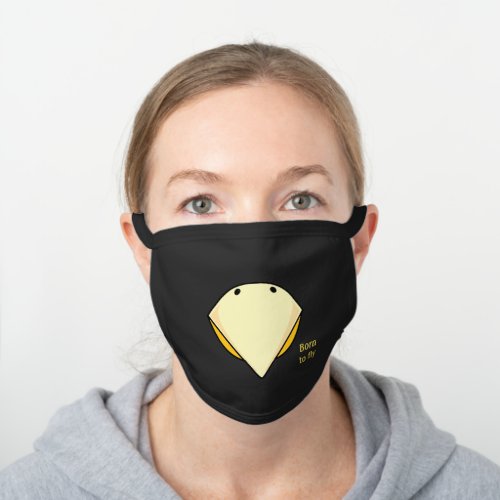 Born to fly calligraphy and eagle beak on black cotton face mask