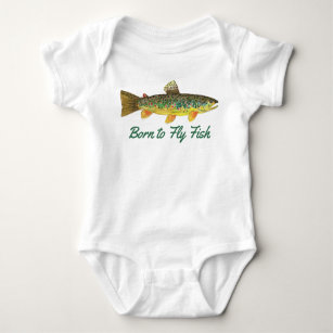 "Born to Fly Fish" Humorous Baby Fishing Baby Bodysuit