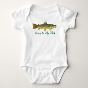 "Born to Fly Fish" Humorous Baby Fishing Bodysuit