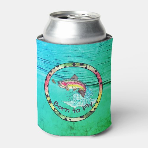 Born to Fly Rainbow Trout Fly Fishing Can Cooler
